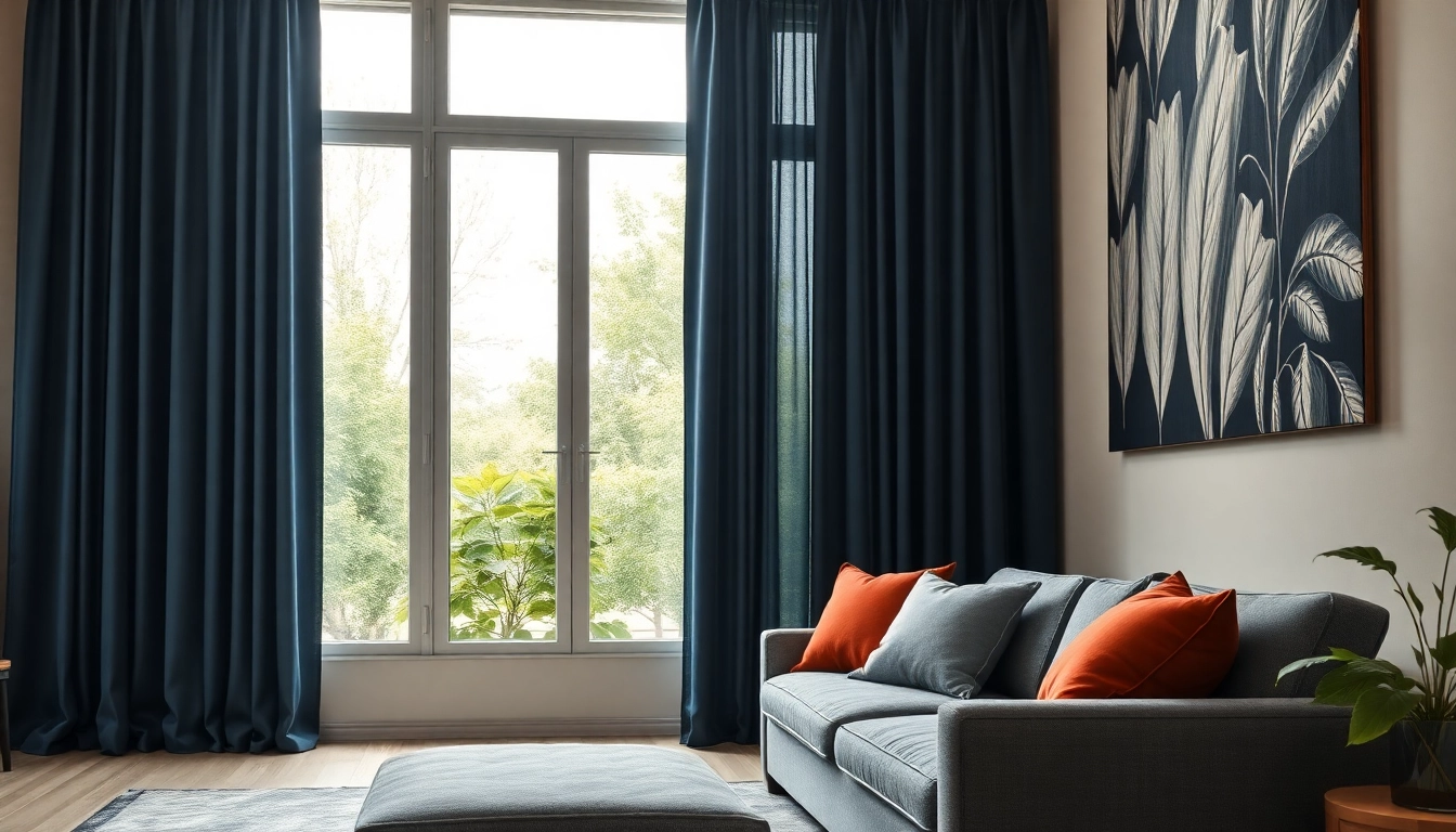 Verduisterende gordijnen in een sfeervolle woonkamer met een moderne uitstraling.