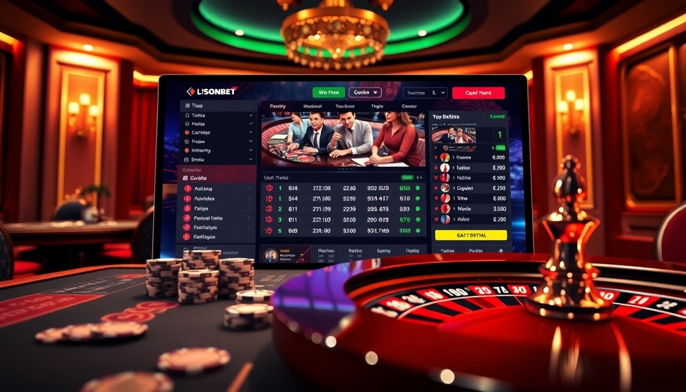 Engaging scene showcasing llink alternatif sbobet platform with vibrant casino elements and betting options.