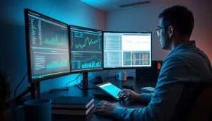 Web scrapping in a modern workspace with data analysis visuals