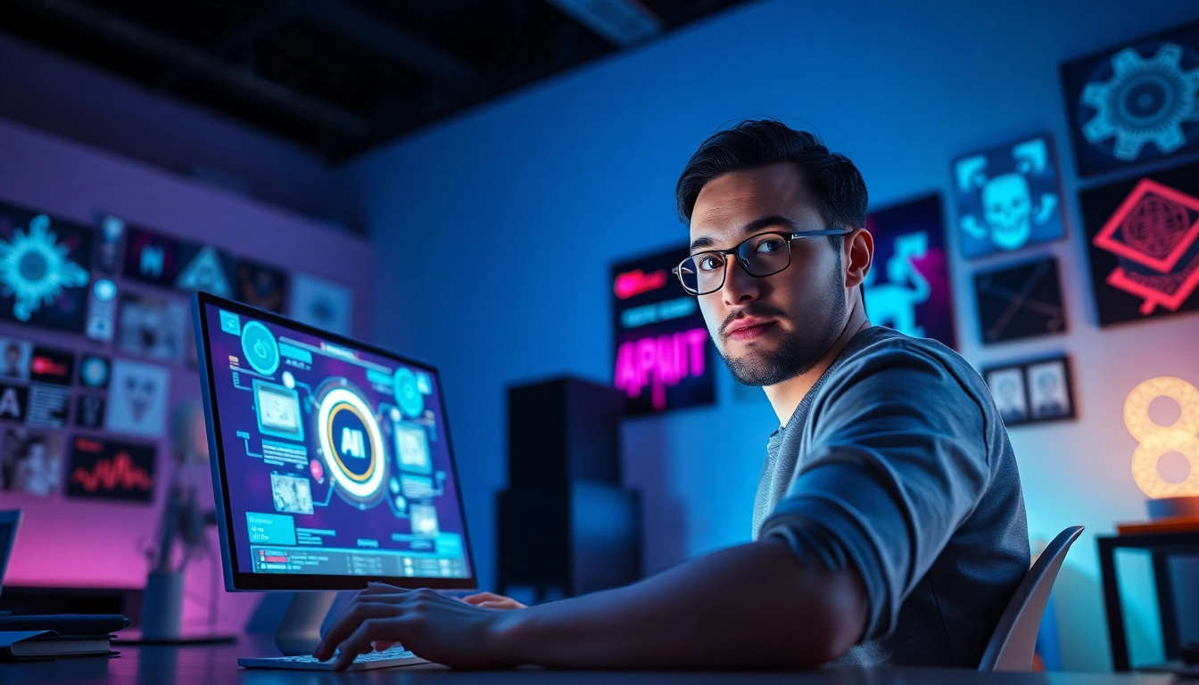 Engaging with innovative NSFW AI technology in a modern workspace.