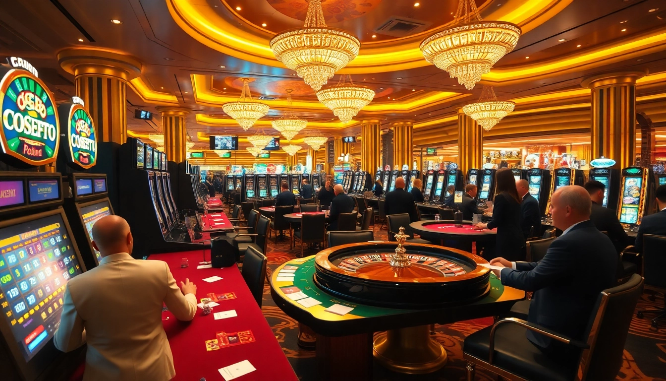 Players enjoying the thrill of gaming at gg88 casino with vibrant tables and slot machines.