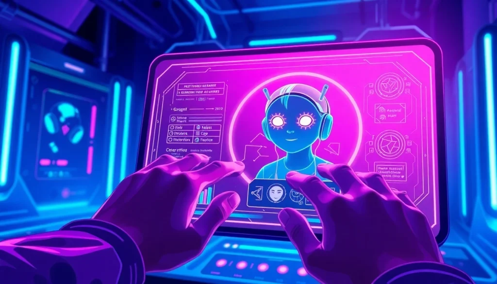 Interactive character AI NSFW interface showcasing customizable digital characters with a vibrant, modern design.