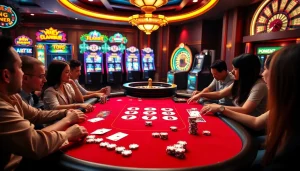 GO88 casino table with players enjoying poker and vibrant gaming atmosphere