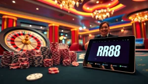 Experience the thrill of roulette and poker at RR88's luxurious casino setup.