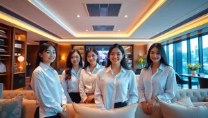 Explore the elegant interior of Suwon's shirt room, gdmc.bio, featuring stylish managers and a luxurious ambiance.