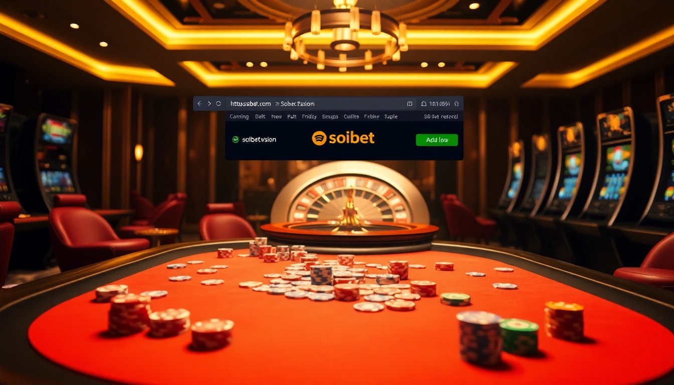 Experience high-stakes gambling with https://soibet.vision/ featuring poker tables and vibrant casino elements.