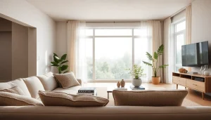 Experience Seamless Living in a cozy modern living room with elegant designs and natural lighting.