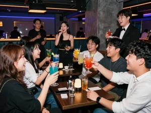 Engaging nightlife atmosphere at 인천쓰리노 with lively guests and attractive hosts.