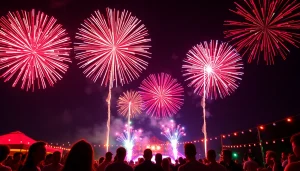 Enjoy a stunning fireworks display showcasing cheap fireworks near me lighting up the night sky.