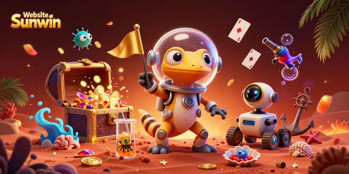 Engage with the thrill of the Website Sunwin casino, featuring colorful characters and exciting game elements.