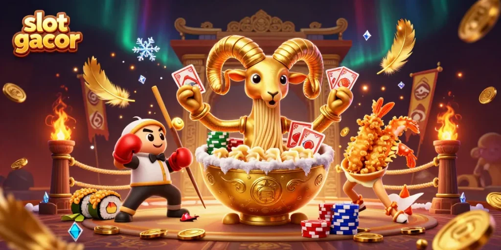 Experience exciting slot gacor gameplay with vibrant animated characters in a dynamic casino scene.